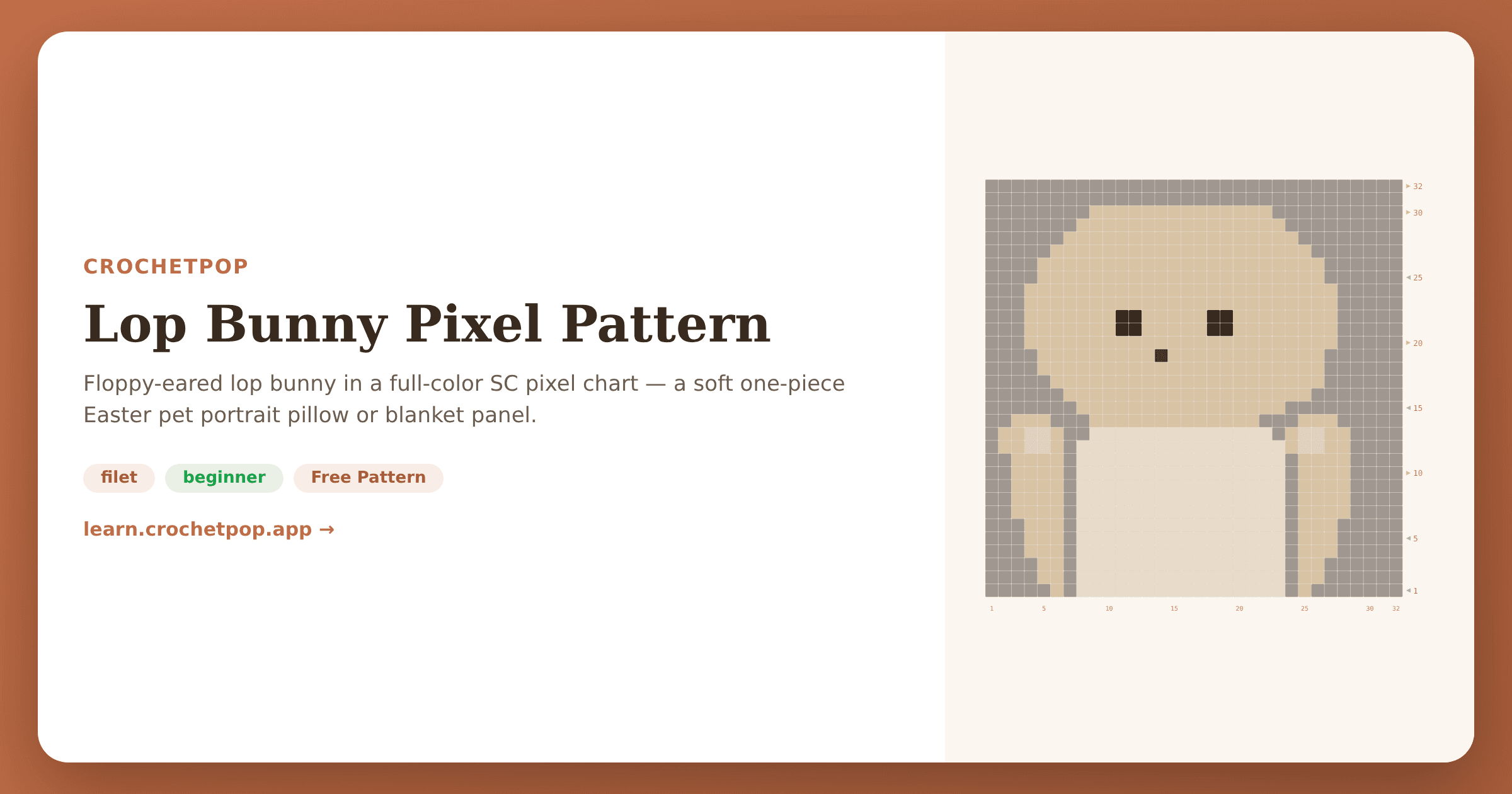 Lop Bunny Pixel Pattern