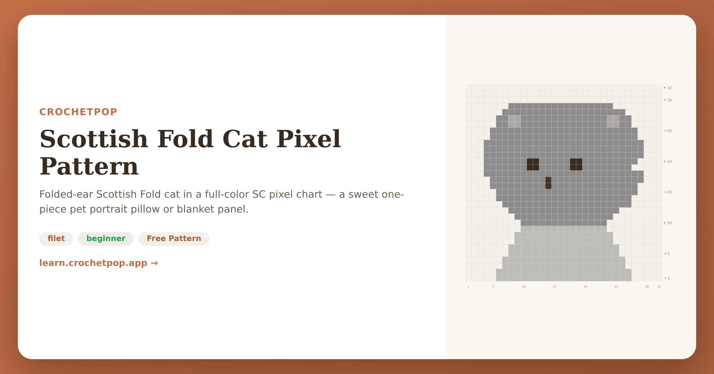 Scottish Fold Cat Pixel Pattern