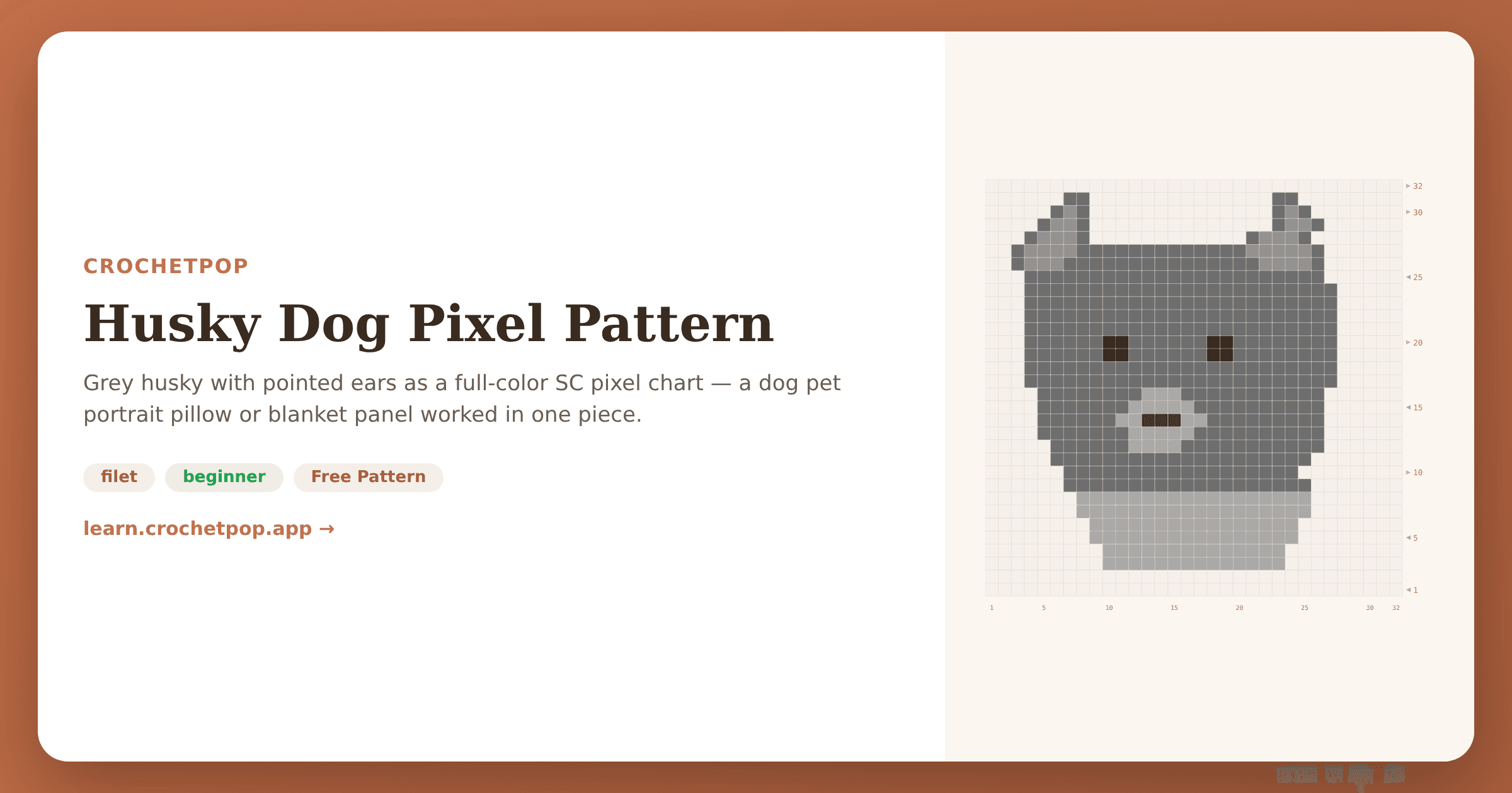 Husky Dog Pixel Pattern